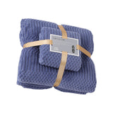 Bath Shower Towel Set Coral Fleece Quick Dry Highly Absorbent Soft Comfortable for Daily Use Dark Blue