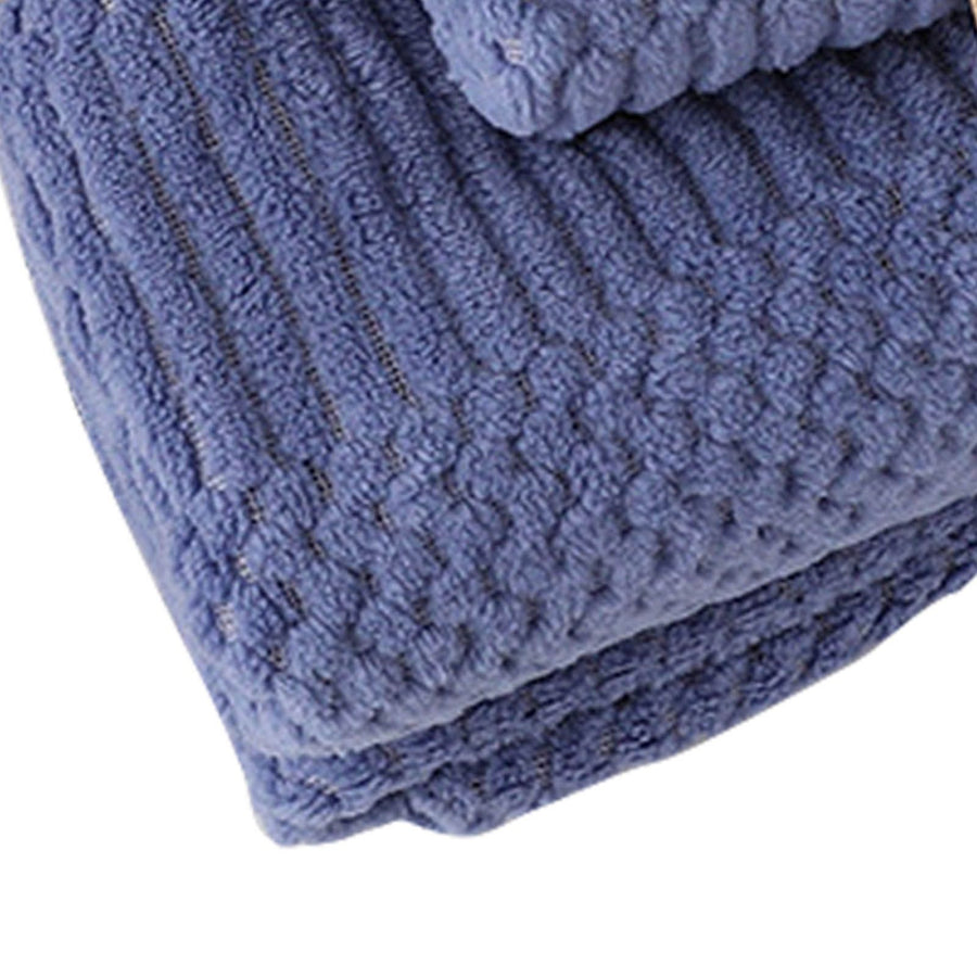 Bath Shower Towel Set Coral Fleece Quick Dry Highly Absorbent Soft Comfortable for Daily Use Dark Blue