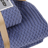 Bath Shower Towel Set Coral Fleece Quick Dry Highly Absorbent Soft Comfortable for Daily Use Dark Blue - Low Angle