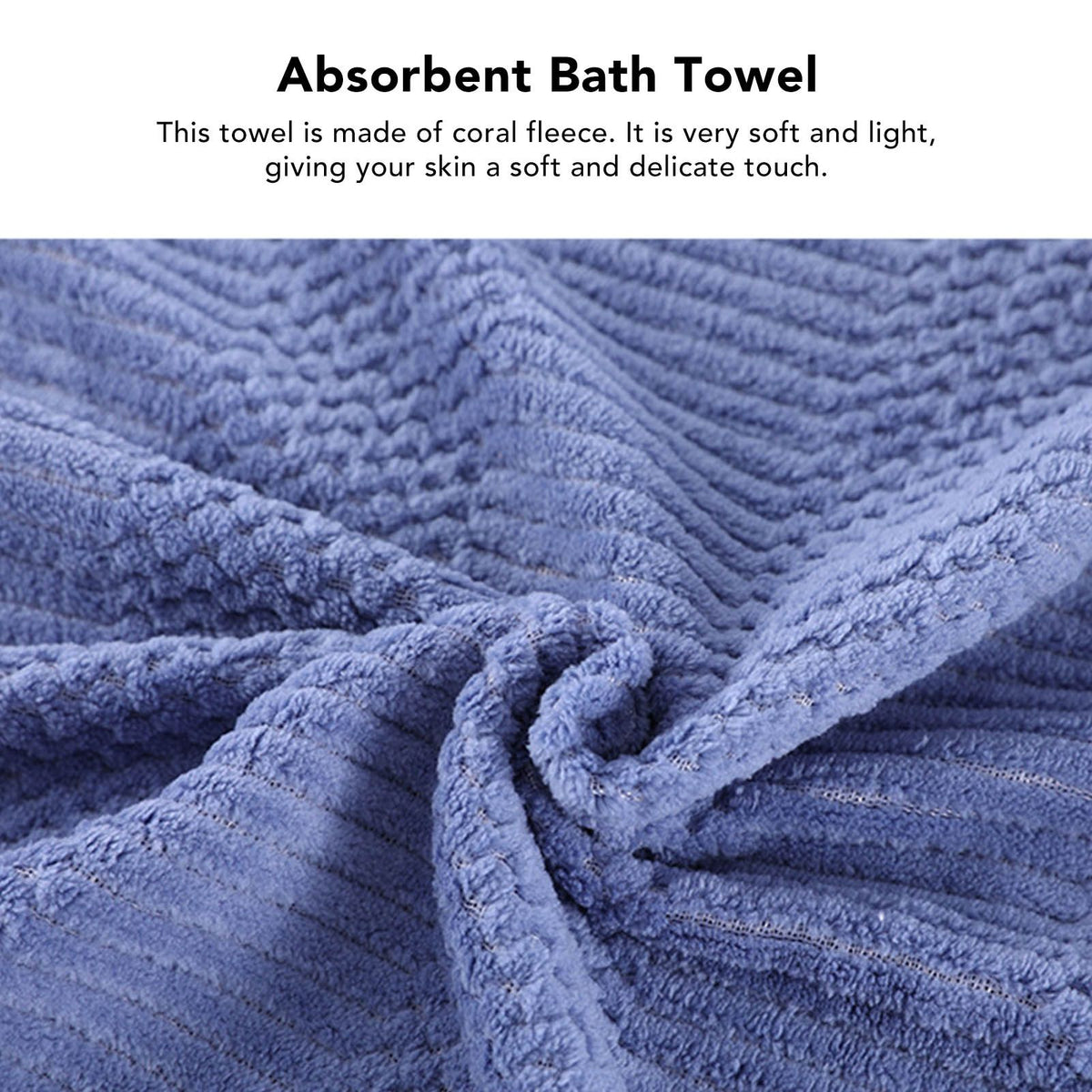 Bath Shower Towel Set Coral Fleece Quick Dry Highly Absorbent Soft Comfortable for Daily Use Dark Blue