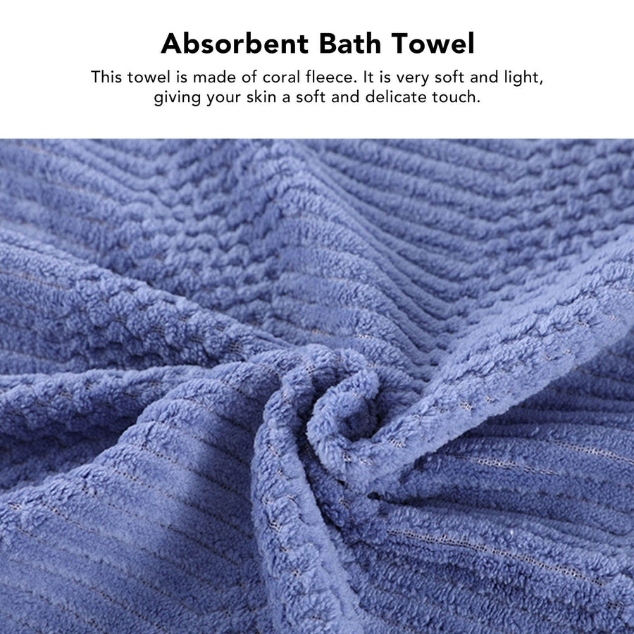 Bath Shower Towel Set Coral Fleece Quick Dry Highly Absorbent Soft Comfortable for Daily Use Dark Blue