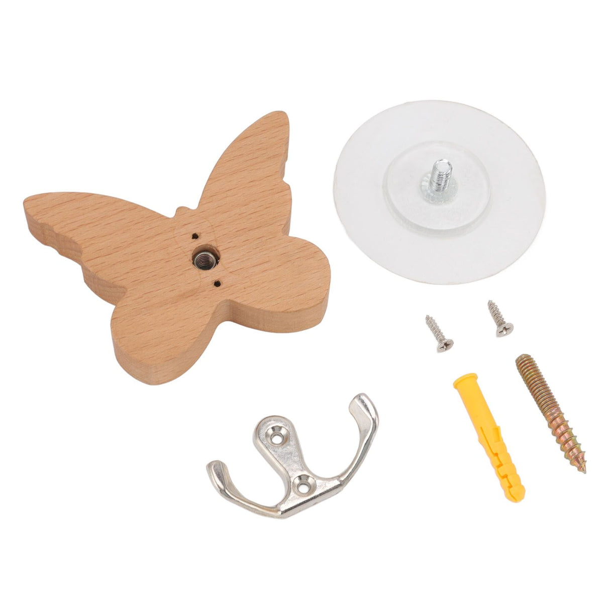 Wooden Butterfly Wall Hook Wood Wall Mounted Hanger for Coat Clothes Hat Towel