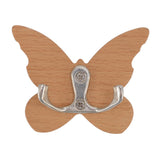 Wooden Butterfly Wall Hook Wood Wall Mounted Hanger for Coat Clothes Hat Towel - Top-Down View