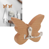 Wooden Butterfly Wall Hook Wood Wall Mounted Hanger for Coat Clothes Hat Towel - Extra Image
