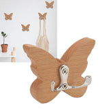 Wooden Butterfly Wall Hook Wood Wall Mounted Hanger for Coat Clothes Hat Towel - Extra Image
