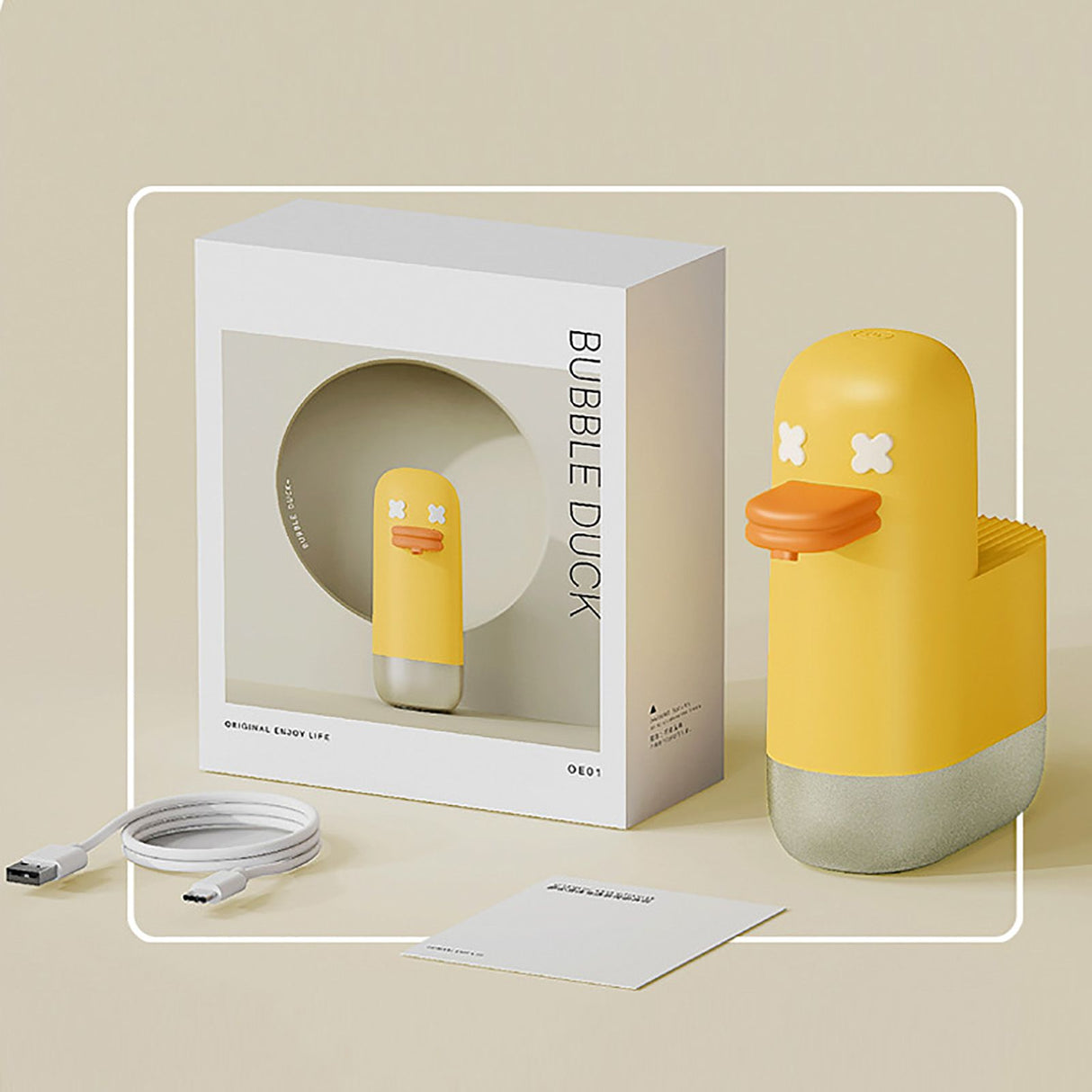 Automatic Foam Soap Dispenser USB Rechargeable Touchless Infrared Sensor Liquid Soap Dispenser for Kitchen Bathroom Duck