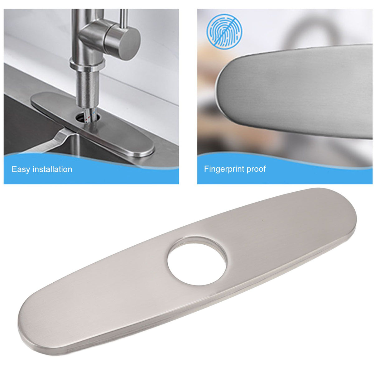 Sink Faucet Hole Cover Deck Plate Brushed 304 Stainless Steel Fishplate Bottom Plate Kitchen Faucet Decorative Panel
