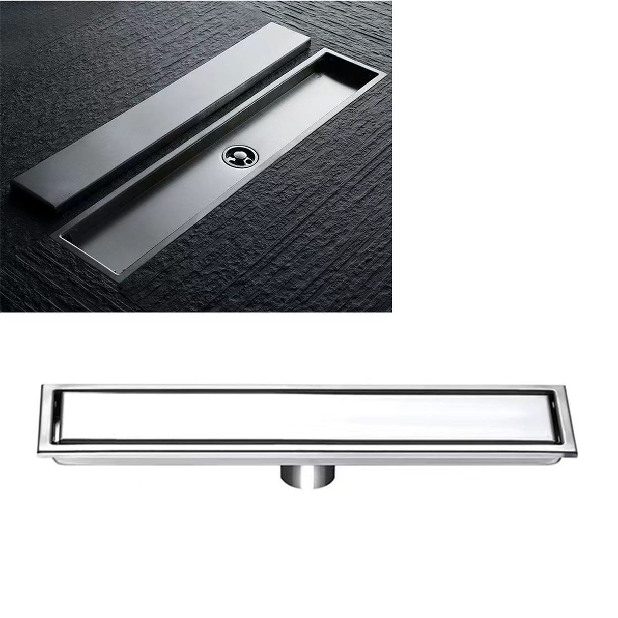Linear Shower Drain Stainless Steel Rustproof Scratch Resistant Detachable Long Floor Drain for Bathroom Washroom Floor Drain