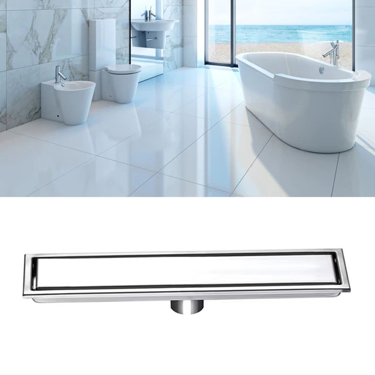 Linear Shower Drain Stainless Steel Rustproof Scratch Resistant Detachable Long Floor Drain for Bathroom Washroom Floor Drain