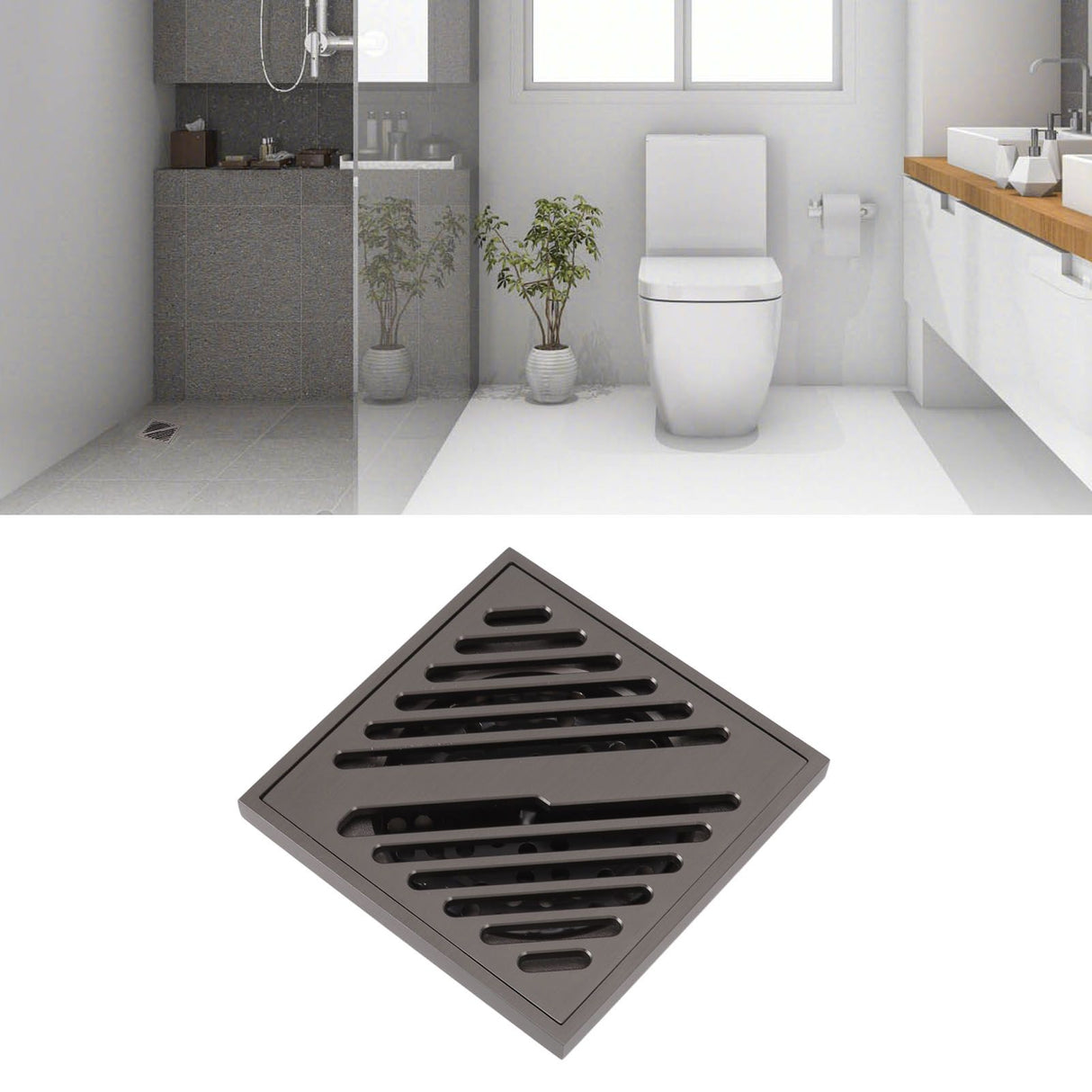 Square Shower Floor Drain Extra Thick Stainless Steel Bathroom Floor Drain for Home Kitchen Accessories Gray