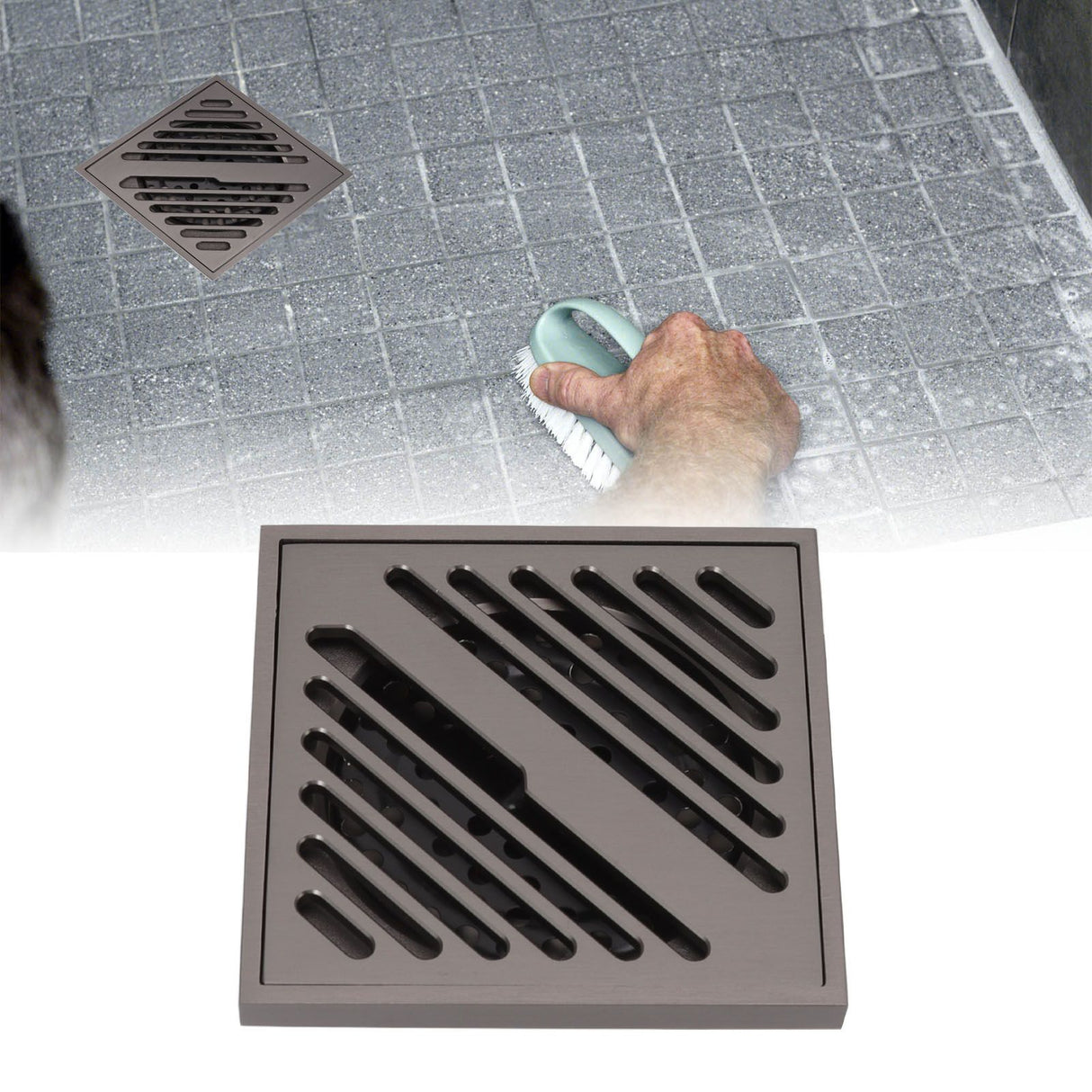 Square Shower Floor Drain Extra Thick Stainless Steel Bathroom Floor Drain for Home Kitchen Accessories Gray