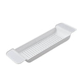 Bathtub Tray Stable Placement Expandable Plastic Material Draining Design Bath Caddy Tub Table for Bathroom White