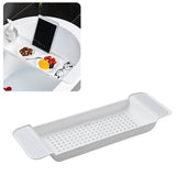 Bathtub Tray Stable Placement Expandable Plastic Material Draining Design Bath Caddy Tub Table for Bathroom White
