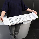 Bathtub Tray Stable Placement Expandable Plastic Material Draining Design Bath Caddy Tub Table for Bathroom White
