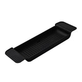 Bathtub Tray Stable Placement Expandable Plastic Material Draining Design Bath Caddy Tub Table for Bathroom Black - Front View