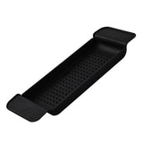 Bathtub Tray Stable Placement Expandable Plastic Material Draining Design Bath Caddy Tub Table for Bathroom Black - Side View