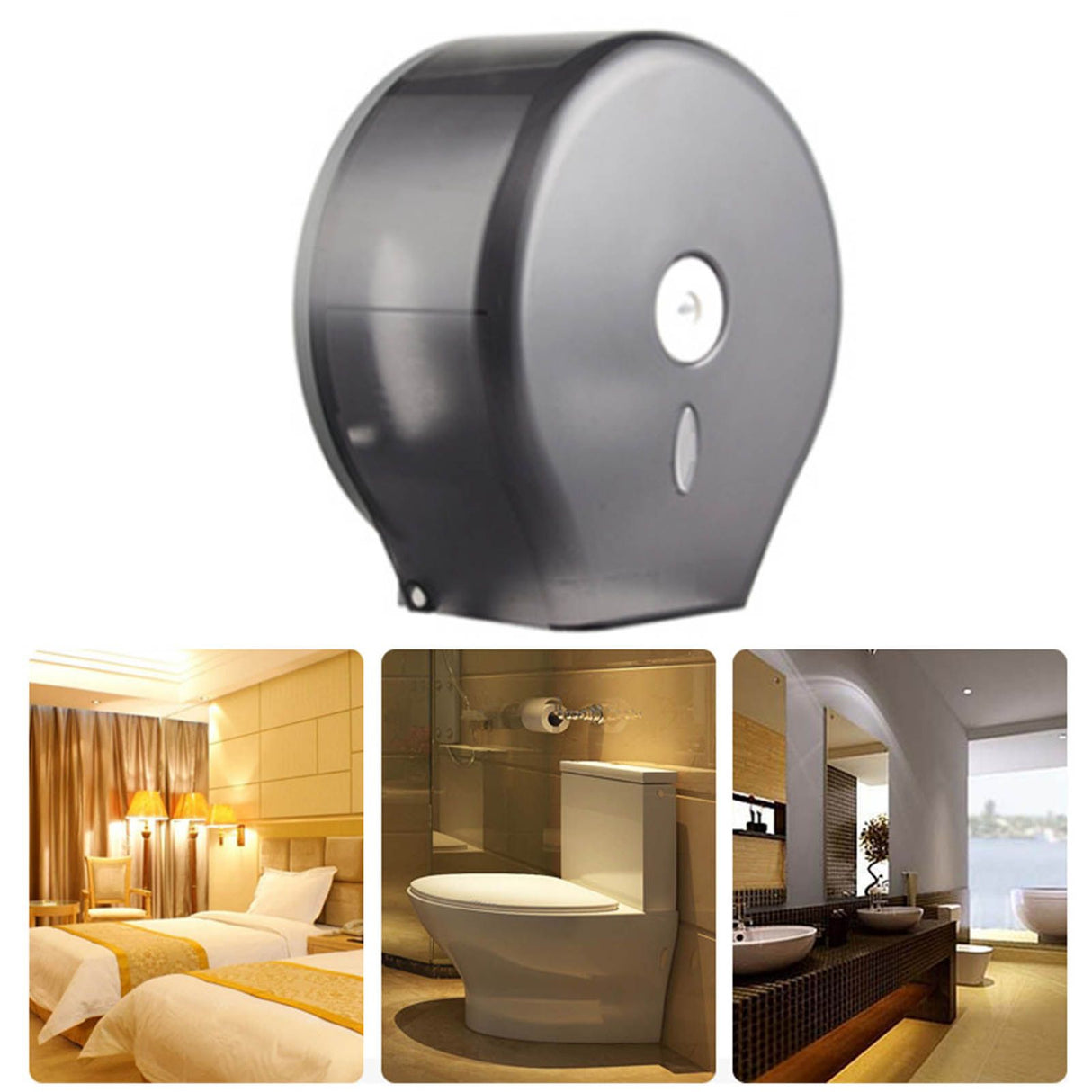 Paper Towel Dispenser Punch Free Wall Mounted Paper Towel Holder with Lock Design for Commercial Home Translucent Black