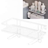 Toilet Shelf Thickening Waterproof Large Capacity Nail Free Installation Iron Over Toilet Bathroom Organizer Single Layer White - Top-Down View