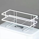Toilet Shelf Thickening Waterproof Large Capacity Nail Free Installation Iron Over Toilet Bathroom Organizer Single Layer White - 45-Degree Angle