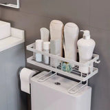 Toilet Shelf Thickening Waterproof Large Capacity Nail Free Installation Iron Over Toilet Bathroom Organizer Single Layer White - Extra Image