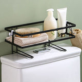 Toilet Shelf Thickening Waterproof Large Capacity Nail Free Installation Iron Over Toilet Bathroom Organizer Single Layer Black