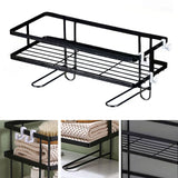 Toilet Shelf Thickening Waterproof Large Capacity Nail Free Installation Iron Over Toilet Bathroom Organizer Single Layer Black - Extra Image
