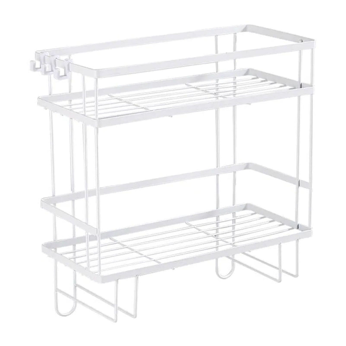 Toilet Shelf Thickening Waterproof Large Capacity Nail Free Installation Iron Over Toilet Bathroom Organizer Double Layer White
