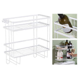 Toilet Shelf Thickening Waterproof Large Capacity Nail Free Installation Iron Over Toilet Bathroom Organizer Double Layer White