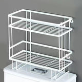 Toilet Shelf Thickening Waterproof Large Capacity Nail Free Installation Iron Over Toilet Bathroom Organizer Double Layer White - 45-Degree Angle
