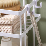 Toilet Shelf Thickening Waterproof Large Capacity Nail Free Installation Iron Over Toilet Bathroom Organizer Double Layer White