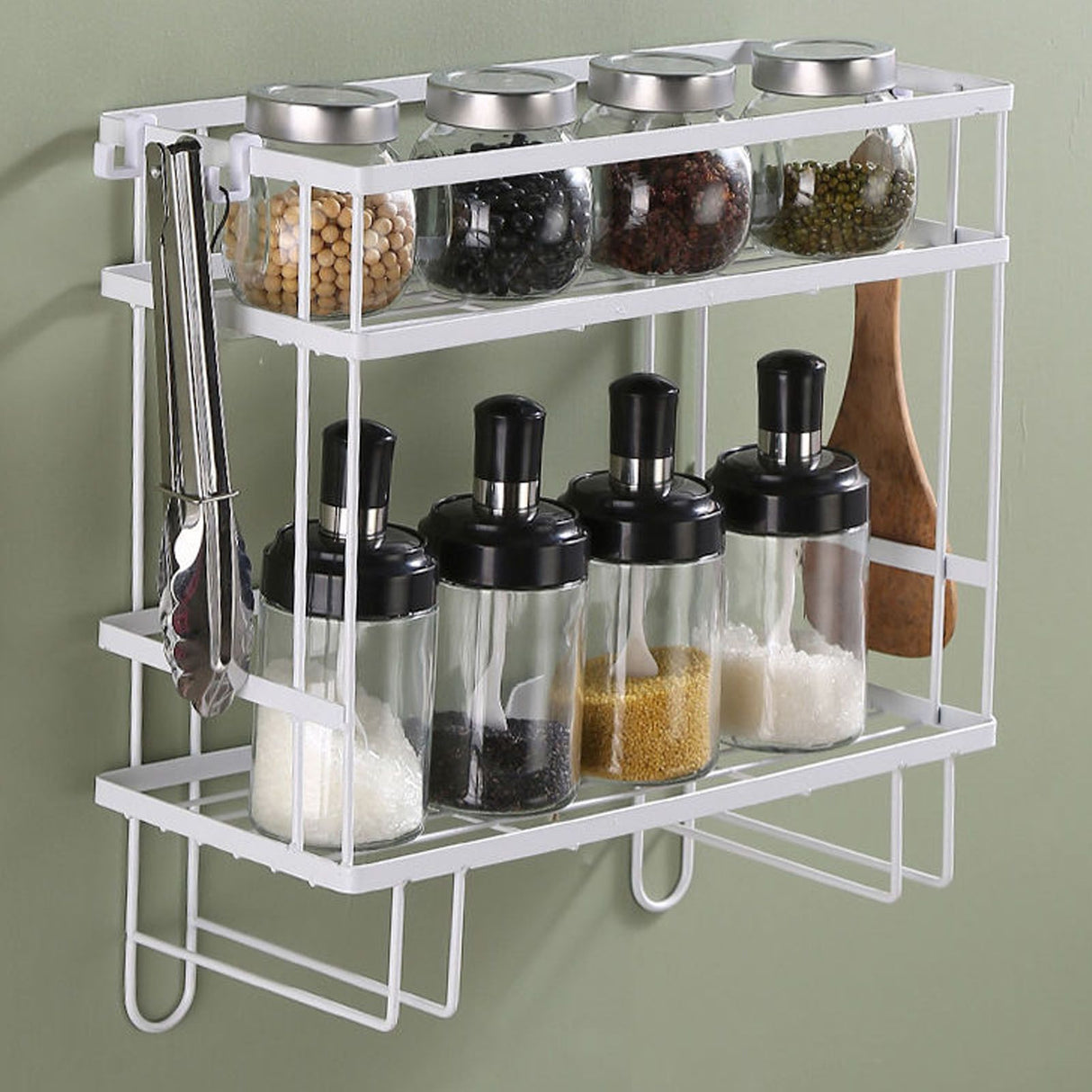 Toilet Shelf Thickening Waterproof Large Capacity Nail Free Installation Iron Over Toilet Bathroom Organizer Double Layer White