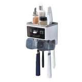 Toothbrush Shelf Punch Free Wall Mounted Mouthwash Cup Holder Toilet Storage Rack White 2 Cups