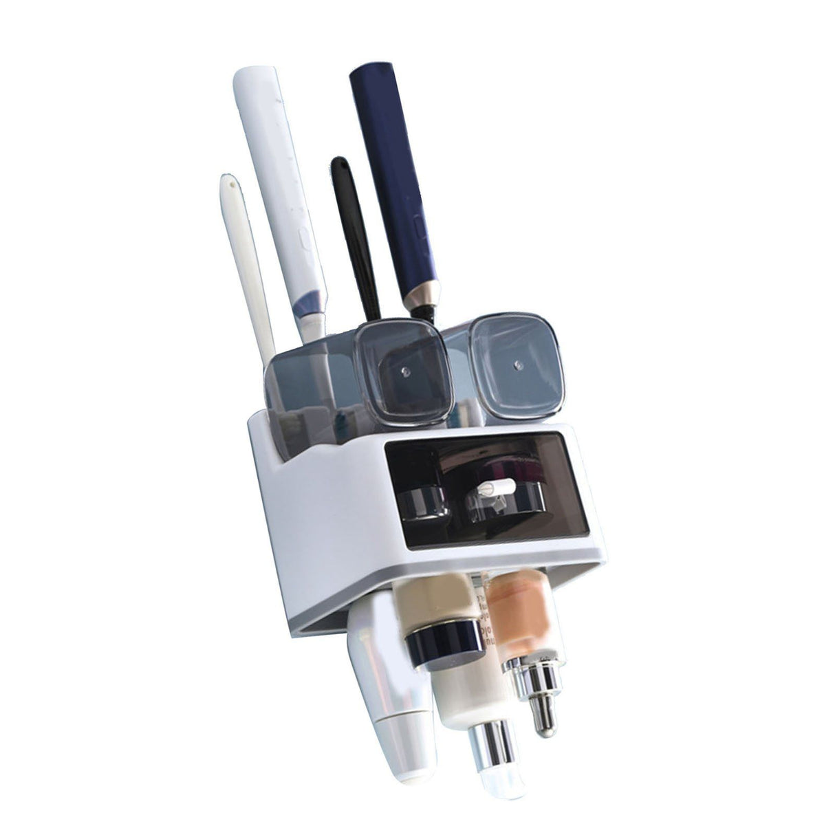 Toothbrush Shelf Punch Free Wall Mounted Mouthwash Cup Holder Toilet Storage Rack White 2 Cups