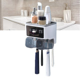 Toothbrush Shelf Punch Free Wall Mounted Mouthwash Cup Holder Toilet Storage Rack White 2 Cups - 45-Degree Angle