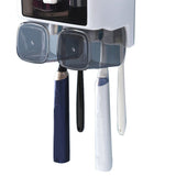 Toothbrush Shelf Punch Free Wall Mounted Mouthwash Cup Holder Toilet Storage Rack White 2 Cups - Low Angle