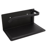 Wall Mounted Tissue Holder Toilet Tissue Bracket Bathroom Paper Roll Hanger with Phone Shelf Black - Side View