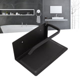 Wall Mounted Tissue Holder Toilet Tissue Bracket Bathroom Paper Roll Hanger with Phone Shelf Black