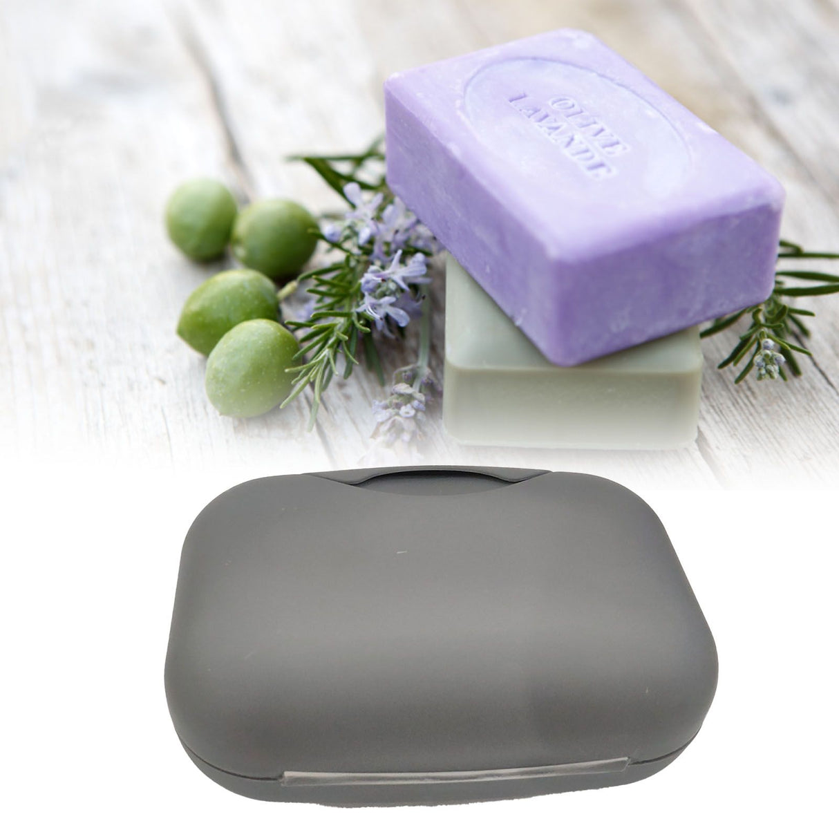 Soap Container Waterproof Washable Grey Portable Soap Case with Lock for Home Ourdoor Travelling