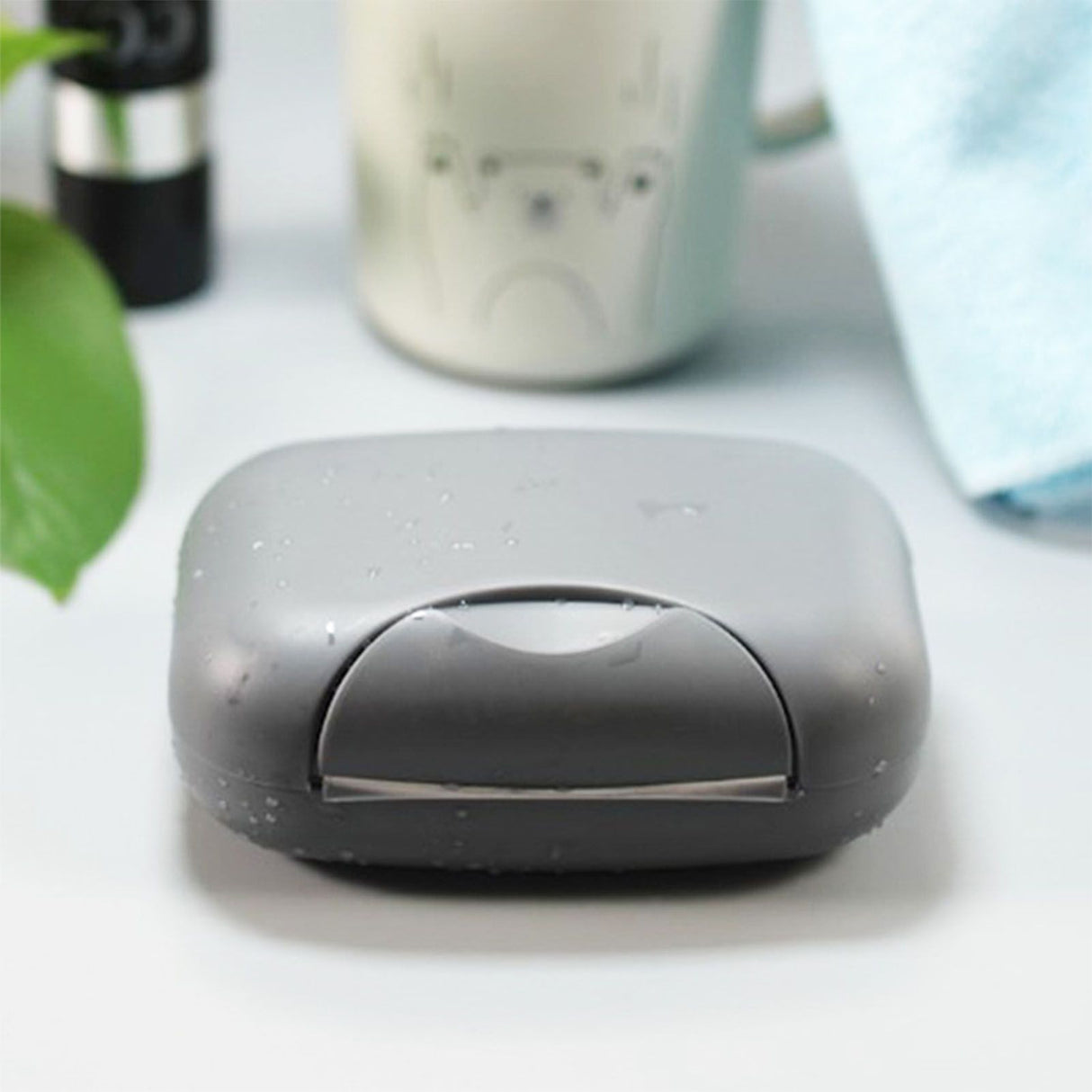 Soap Container Waterproof Washable Grey Portable Soap Case with Lock for Home Ourdoor Travelling