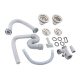 Kitchen Sink Drainer Pipe Stainless Steel S Bent with Double Drains Sewer Pipe Set for Bathroom Home