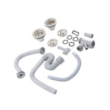Kitchen Sink Drainer Pipe Stainless Steel S Bent with Double Drains Sewer Pipe Set for Bathroom Home