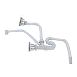 Kitchen Sink Drainer Pipe Stainless Steel S Bent with Double Drains Sewer Pipe Set for Bathroom Home - Rear View