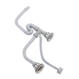 Kitchen Sink Drainer Pipe Stainless Steel S Bent with Double Drains Sewer Pipe Set for Bathroom Home