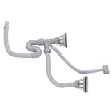 Kitchen Sink Drainer Pipe Stainless Steel S Bent with Double Drains Sewer Pipe Set for Bathroom Home