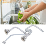 Kitchen Sink Drainer Pipe Stainless Steel S Bent with Double Drains Sewer Pipe Set for Bathroom Home