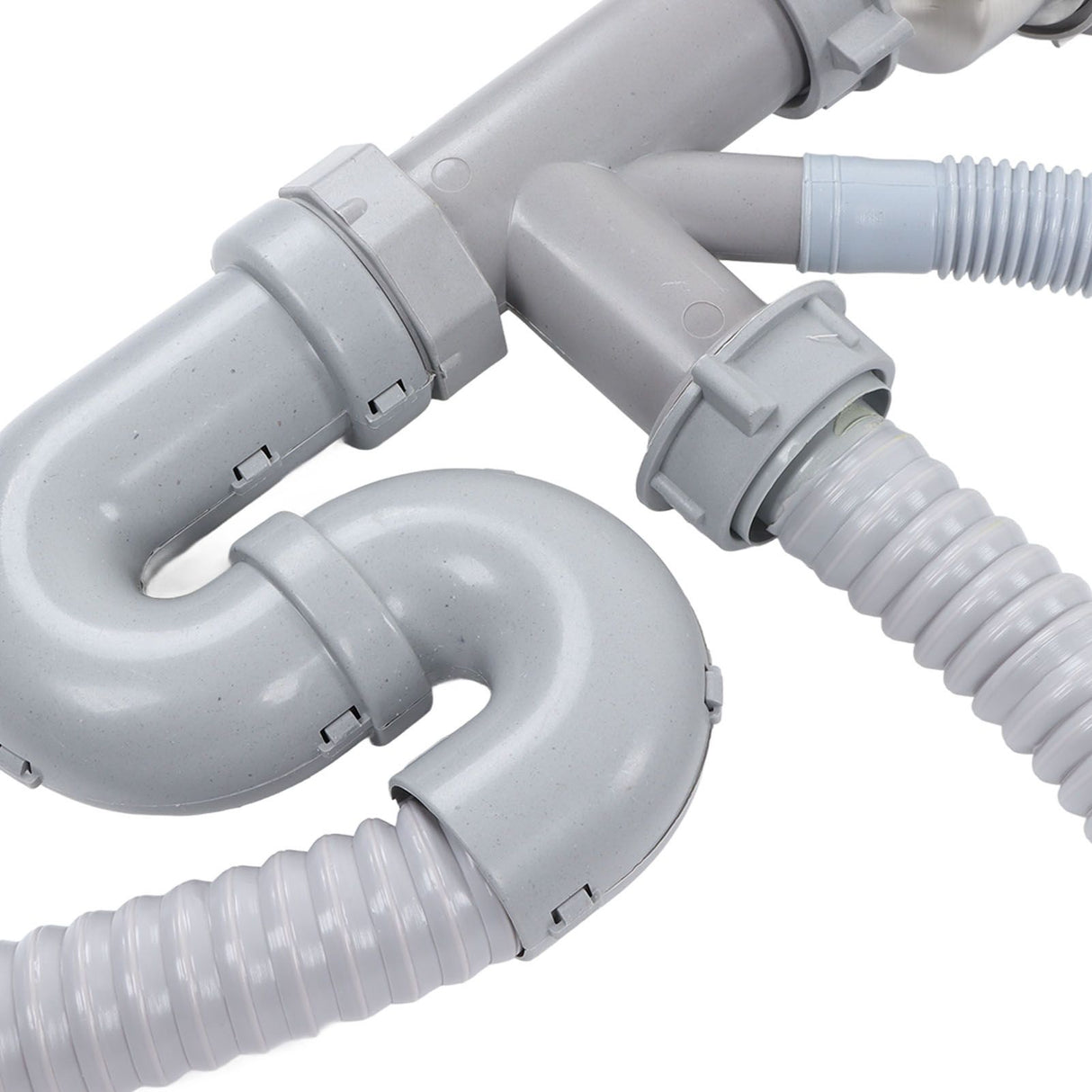 Kitchen Sink Drainer Pipe Stainless Steel S Bent with Double Drains Sewer Pipe Set for Bathroom Home