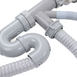 Kitchen Sink Drainer Pipe Stainless Steel S Bent with Double Drains Sewer Pipe Set for Bathroom Home - Extra Image
