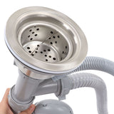 Kitchen Sink Drainer Pipe Stainless Steel S Bent with Double Drains Sewer Pipe Set for Bathroom Home