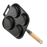 Frying Pan Deepened Non Stick With Spatula Oil Brush Four Hole Frying Pot For Breakfast Pancake - Side View