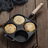 Frying Pan Deepened Non Stick With Spatula Oil Brush Four Hole Frying Pot For Breakfast Pancake - Rear View